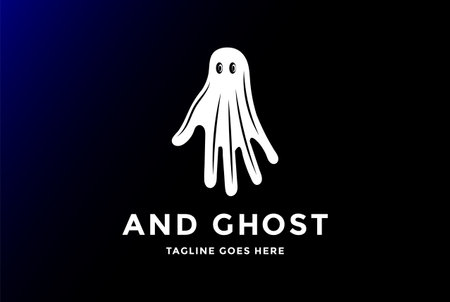Simple Minimalist White Hand Ghost Logo Design Vectorのイラスト素材