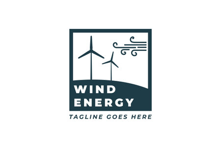 Simple Minimalist Windmill for Renewable Energy Logo Design Vectorのイラスト素材
