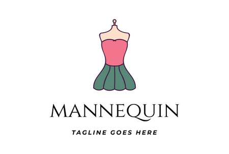 Elegant Beauty Dress Mannequin for Fashion Store Boutique Logo Design Vectorのイラスト素材