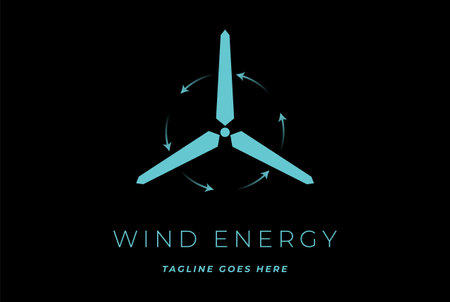 Simple Minimalist Windmill for Renewable Energy Logo Design Vectorのイラスト素材