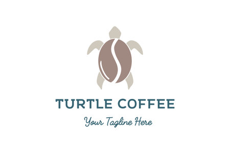 Simple Minimalist Vintage Retro Turtle with Coffee Bean for Beach Bar Cafe Restaurant Logo Design Vectorのイラスト素材