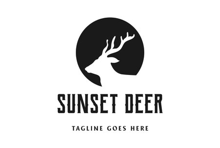 Circular African Deer Elk Moose Antler Antelope Impala Stag Head Logo Design Vectorのイラスト素材