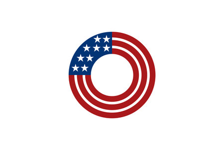 Circle Circular Round Ribbon of American US USA Flag Logo Design Vectorのイラスト素材