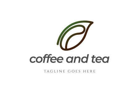 Simple Minimalist Tea Leaf with Coffee Bean for Cafe Bar Restaurant or Product Label Logo Design Vectorのイラスト素材