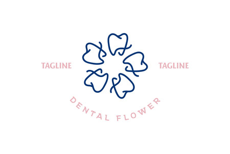 Tooth Teeth and Flower Dentist Dentistry Dental Logo Design Vectorのイラスト素材