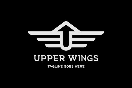 Up Arrow Arrowhead Monogram with Wings Logo Design Vectorのイラスト素材