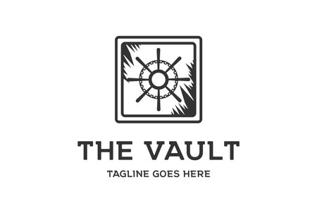 Vintage Retro Vault Safe Handle Gear Factory Logo Design Vectorのイラスト素材