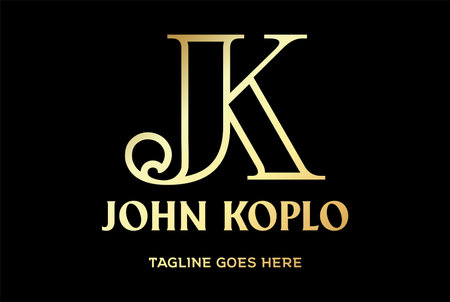 Elegant Luxury Simple Initials JK Monogram or Letter J and K Logo Design Vectorのイラスト素材