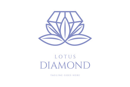 Diamond Crystal Gem Lotus Flower Leaf Plant for Nature Jewelry Logo Design Vectorのイラスト素材
