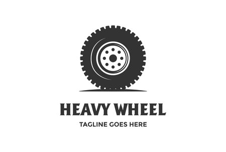 Retro Vintage Heavy Truck Wheel Tyre Logo Design Vectorのイラスト素材