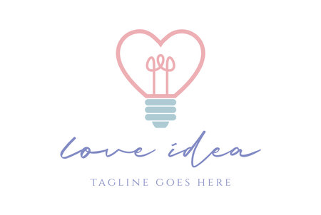 Simple Minimalist Modern Love Heart Bulb Lamp for Innovation Idea Logo Design Vectorのイラスト素材
