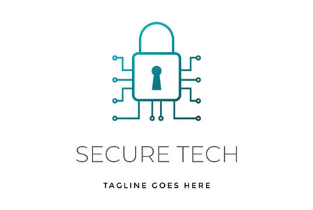 Modern Padlock with Electric Electronic Circuit for Secure Secret Protect Technology Logo Design Vectorのイラスト素材