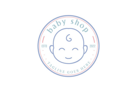 Circular Vintage Cute Little Smile Face for Baby Shop Stamp Logo Design Vectorのイラスト素材