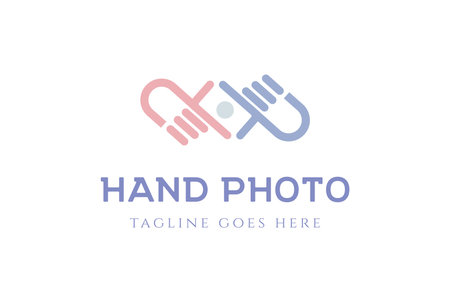 Modern Simple Hand Shape Photography Logo Design Vectorのイラスト素材