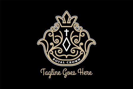 Vintage Royal Crown Badge Emblem Label Logo Design Vectorのイラスト素材