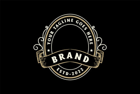 Vintage Blank Round Badge Emblem Stamp Label Logo Design Vectorのイラスト素材