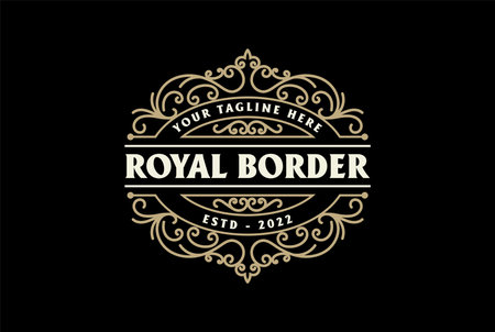 Old Royal Border Frame Badge Emblem Label Logo Design Vectorのイラスト素材