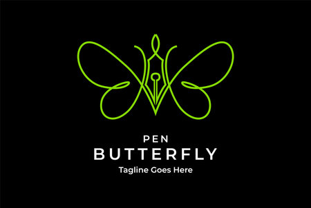 Pen Pencil Butterfly Monogram for School Education College University Logo Design Vectorのイラスト素材