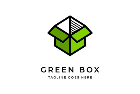 Simple Minimalist Green Cardboard Box Icon for Package Delivery Shipping Logo Design Vectorのイラスト素材