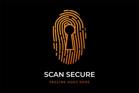 Modern Finger Print with Keyhole for Secure Safe Protect Technology Logo Design Vectorのイラスト素材