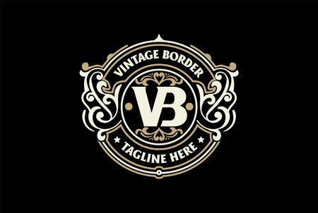Circular Vintage Border Frame Vintage Royal Crown Badge Emblem Stamp Label Logo Design Vectorのイラスト素材