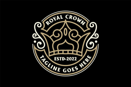 Circular Vintage Royal Crown Badge Emblem Label Logo Design Vectorのイラスト素材