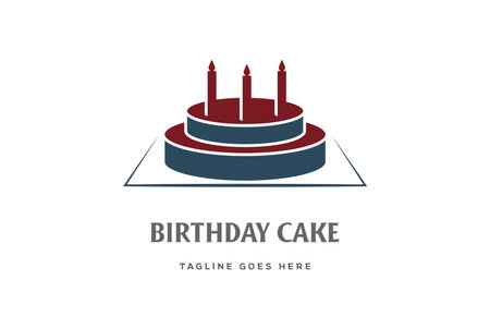 Simple Minimalist Birthday Cake with Candle Logo Design Vectorのイラスト素材
