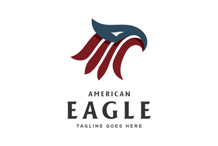 Simple Minimalist American Eagle Hawk Falcon Head Logo Design Vectorのイラスト素材