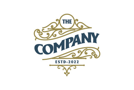 Vintage Luxury Border Ornament Typography Logo Design Vectorのイラスト素材