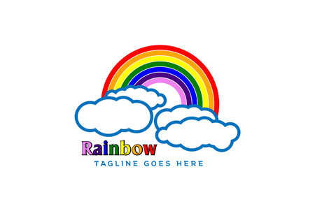Colorful Rainbow with Cloud for Kids Play Toys Logo Design Vectorのイラスト素材