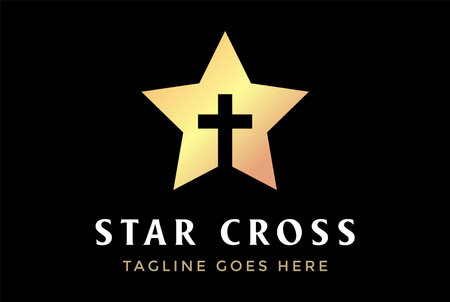 Simple Golden Luxury Christian Jesus Cross for Church Chapel Biblical Logo Design Vectorのイラスト素材