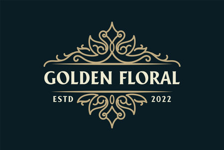 Golden Elegant Vintage Badge Label Logo design inspirationのイラスト素材