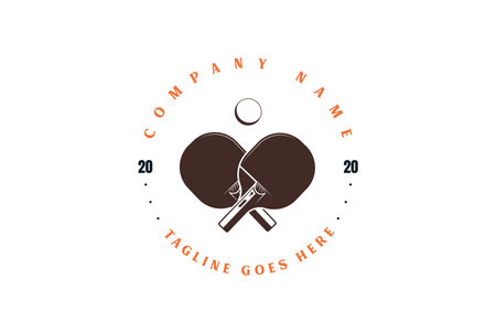 Vintage Retro Bat with Ball for Table Tennis Sport Club or Event Competition Championship Logo Design Vectorのイラスト素材