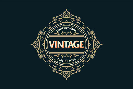 Circular Elegant Vintage Badge Label Logo design inspirationのイラスト素材