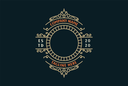 Luxury Elegant Vintage Badge Label Logo design inspirationのイラスト素材