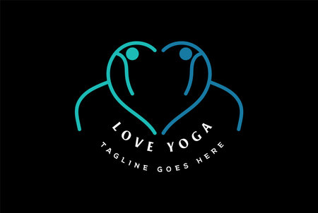 Twin Two Human Woman Heart Love Yoga Gym Wellness Logo Design Vectorのイラスト素材