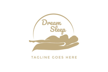 Luxury Comfort Hand Sexy Woman Lady Girl Female Sleep for Bed or Yoga Wellness Logo Designのイラスト素材