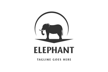 Silhouette of Sun Moon Elephant Logo Design Vectorのイラスト素材