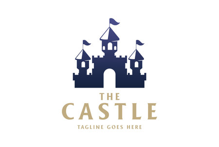 Fun Holiday Castle Silhouette for Circus Recreation Park Logo Design Vectorのイラスト素材