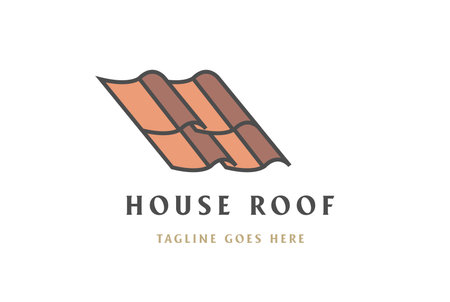 Simple Minimalist Brown Roof Clay Rooftile for House Construction Logo Design Vectorのイラスト素材