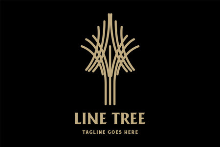 Elegant Luxury Golden Line Tree Plant for Grow Logo Design Vectorのイラスト素材