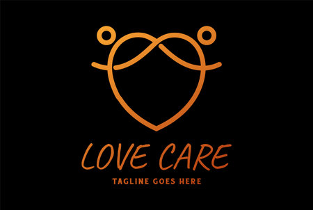 Simple Human Rope Line Love Heart or Little Girl Face for Community Charity Foundation Care Logo Design Vectorのイラスト素材