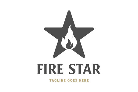 Vintage Simple Minimalist Star with Flame Fire Burn Logo Design Vectorのイラスト素材
