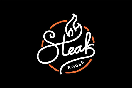 Steak House Type Text Word Lettering Font for BBQ Grill Restaurant Logo Designのイラスト素材