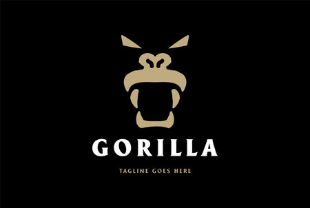 Simple Minimalist Angry Roaring Gorilla Monkey Ape Face Logo Design Vectorのイラスト素材