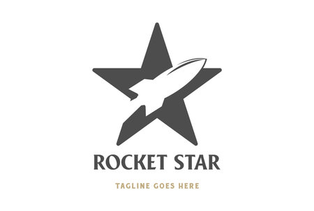 Vintage Minimalist Star with Flying Universe Rocket Space Logo Design Vectorのイラスト素材