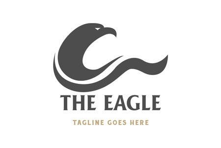 Simple Minimalist Strong Spread Eagle Head Wing Silhouette for Sport Logo Design Vectorのイラスト素材
