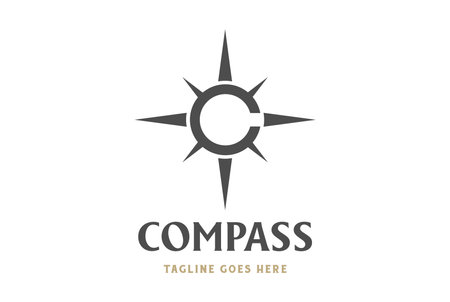 Simple Minimalist Initial Letter C with Arrow for Compass Outdoor Adventure Logo Design Vectorのイラスト素材