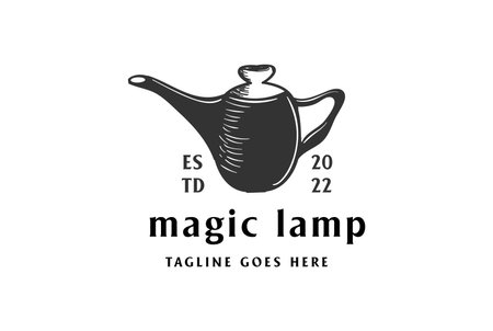 Vintage Retro Old Magic Aladdin Lamp Logo Design Vectorのイラスト素材