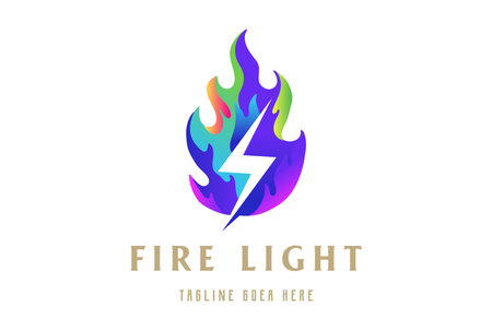 Modern Fire Flame Inferno with Electric Light Logo Design Vectorのイラスト素材